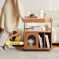 Table basse relevable en bois, étagère mobile, table d'appoint, style nordique moderne, meubles de salon en bois massif pour appartement
