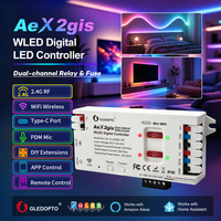 JIUAN Nuevo GL-C-116WL-RF ESP32 WLED Controlador LED Digital con Doble Relé y Fusible, Control Remoto WiFi 2.4G, 50m, 480W, Control por Grupo