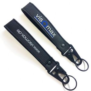 Manufacturers Personalised Keyrings Cheap <b>Custom</b> Jet Fabric <b>Key</b> Tag Embroidery Carabiner Keychain - Product Image 4