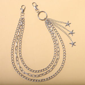 Cadena de cintura y cadera Yueli plateada con colgante de estrella de mar multicapa, estilo hip hop, para uso diario, de aleación de zinc. - Product Image 3
