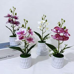 Nouvelle plante artificielle en pot Phalaenopsis à quatre fleurs, 10cm-30cm, en plastique, décoration de bureau - Product Image 2