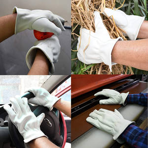 Guantes de conducción para hombre Guantes DE SEGURIDAD duraderos de cuero de grano de vaca Guantes de cuero de trabajo de jardinería Grado AB - Product Image 5