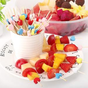 Piques à cocktail jetables écologiques en bambou pour Thanksgiving, en forme de cœur, décoratives pour canapés et amuse-gueules - Product Image 4