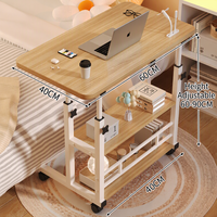 Bureau d'ordinateur portable sur roulettes réglable en hauteur pour la maison, le bureau, la chambre à coucher, le chevet, station de travail pour ordinateur portable