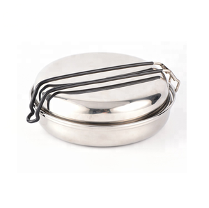 Clamp Shell Design NEW Camping Stainless Steel <b>Lunch</b> Box Kit Dish Cup Cooking <b>Set</b> Round Mess Tin - Product Image 2
