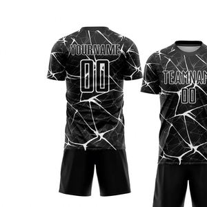 Conjunto de camiseta de fútbol con patrón abstracto, camiseta y pantalones cortos de entrenamiento de secado rápido transpirables de manga corta para hombres y jóvenes - Product Image 3