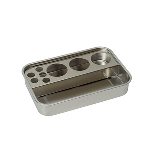 Beautiful Stainless Steel Dental <b>Tray</b> With 4 Jars Flat Bottom Surgical Instrument <b>Tray</b> For Hospitals Clinics Salons - Product Image 4