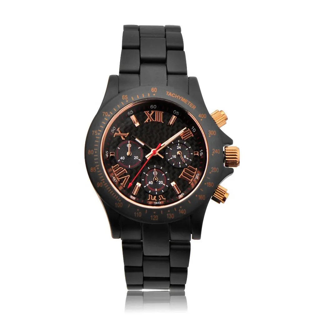 King Quartz Carbon Fiber Watch Matte Black Ceramic Chronograph Wrist Watch