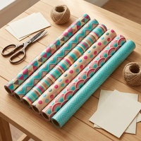 Papier d'emballage cadeau écologique recyclable à pois et rayures, style frais, vente en gros pour bouquets de fleuristes et arrangements floraux