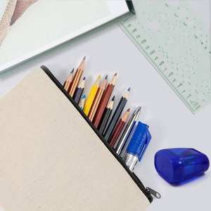 Sac de maquillage en toile de coton, fermeture éclair, Logo personnel personnalisé, pochette polyvalente pour étiquette privée, blanc, noir, 50 pièces - Product Image 5