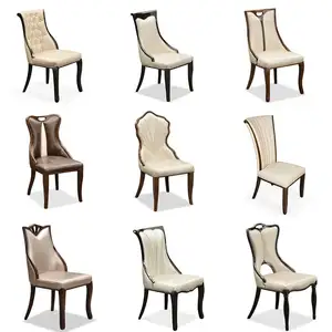 Comfortable Almeria Faux Leather Royal Design Dining Chair PU Leather Solid Wood Chairs Wooden Dining Chair
