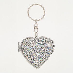 Wholesale Custom Logo Crystal Rhinestone Mini Heart Shaped Pocket <b>Mirror</b> Silver Metal Casing Purse Charm Vanity <b>Mirror</b> Bulk - Product Image 3