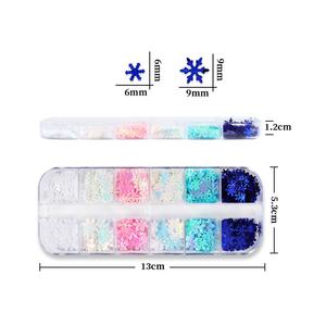 Flocon de neige bleu hivernal Nail Art Décorations Iridescent White Glitter Flakes Paillettes Fournitures de <span class=keywords><strong>manucure</strong></span> Accessoires pour ongles de Noël - Product Image 5