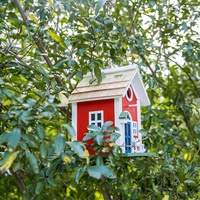 Nichoir à oiseaux coloré suspendu, jardin, maisons de campagne, nichoir à oiseaux, condo en bois rouge