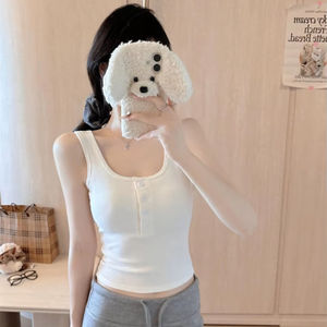 #8817 di fabbrica tracolla larga personalizzata Slim Fit con bottone Crop Top con reggiseno canotta Cropped canottiera da <span class=keywords><strong>donna</strong></span> - Product Image 1