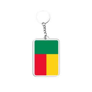 Porte-clés drapeau du <span class=keywords><strong>Bénin</strong></span> 3x4.3cm petit porte-clés avec accessoires à rayures vertes, rouges et jaunes - Product Image 1