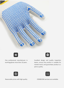 Barato Industrial blanqueado blanco poliéster algodón mezcla Cadena de punto de un solo lado azul lunares Palma seguridad trabajo Pvc punteado guantes - Product Image 3