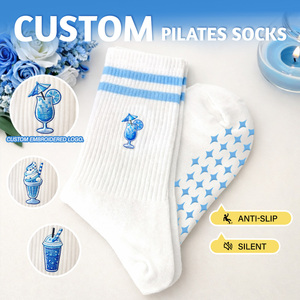 ถุงเท้าพิลาทิสป้องกันการลื่น ปักโลโก้ตามสั่ง ผลิตตามแบบที่ต้องการ สำหรับผู้หญิง - Product Image 1