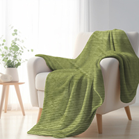Couverture en flanelle rayée jacquard de qualité supérieure - Fabrication BSCI, couverture en polaire douce monocouche, certifiée OEKO-TEX pour le marché UE/US