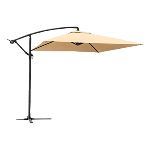 Ombrellone da Giardino a Sbalzo Beige 3M con Base in Metallo e Palo Laterale Quadrato per Cortile, Patio o Applicazioni Alberghiere - Product Image 1