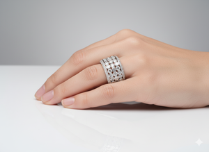 925 <b>Silver</b> Diamond <b>Ring</b> Vintage Filigree Band Luxury Designer <b>Ring</b> Micro Pave Wedding Jewelry <b>Statement</b> Anniversary <b>Ring</b> - Product Image 2