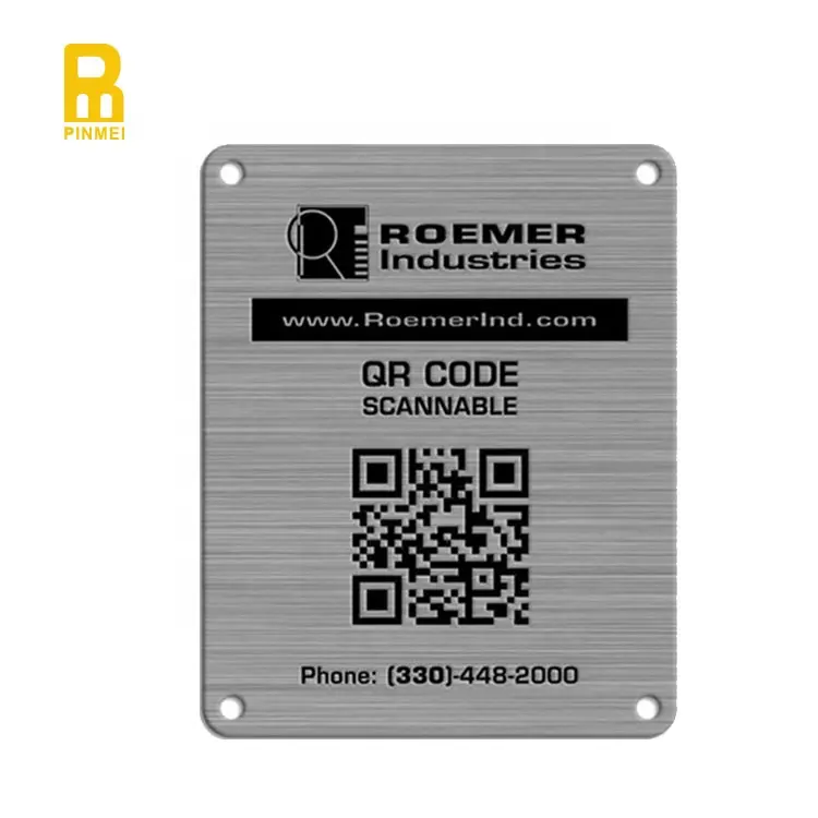 Placa de nome de metal personalizada do código qr loaer, placa de nome em aço inoxidável