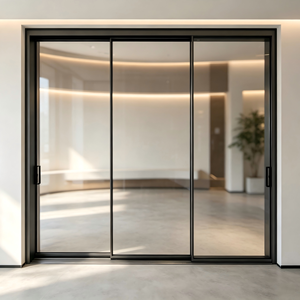 Porte coulissante minimaliste en aluminium Deioux avec verre trempé double couche pour projet de bâtiment commercial, taille personnalisée - Product Image 1
