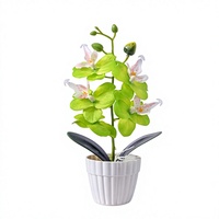 HDL-09 Anggrek Plastik Grosir dalam Pot, Bunga Phalaenopsis Artifisial Realistis, Rangkaian Bunga untuk Dekorasi Rumah, Halloween, Wisuda