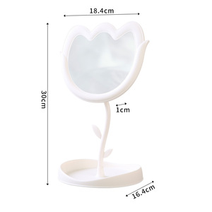 Miroir de Maquillage Rotatif Simple Face en Plastique Argenté avec Base, Motif Tulipe, pour <span class=keywords><strong>Étudiant</strong></span>s et Princesse - Product Image 6