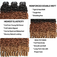 Extensiones de Cabello Humano Rizado Birmano Borgoña 99J Rojo, Tejido de Cabello Humano 16-30 Pulgadas, Remy Ondulado Profundo, Oferta de 1/3/4 Paquetes