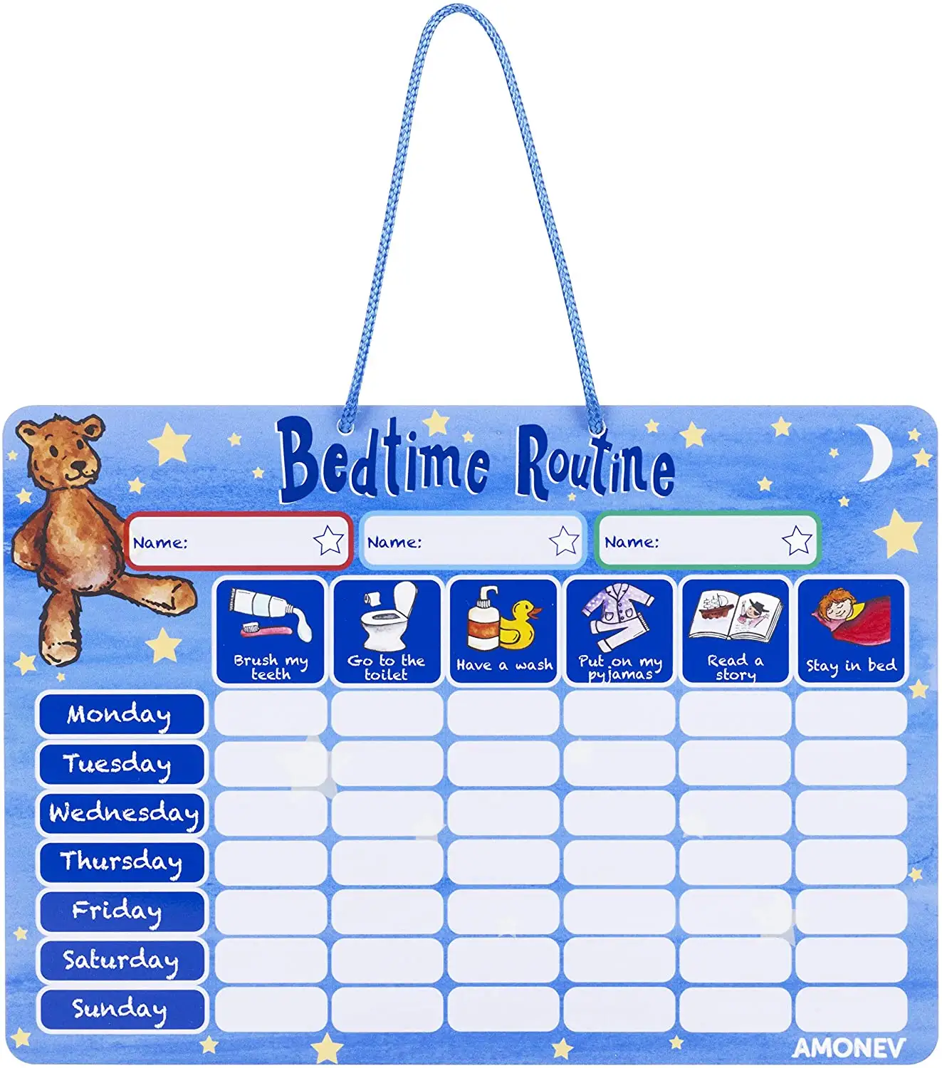 magnetic bedtime routine chart reward chart and sleep training stay in bed chart for boys girls toddlers with star stickers