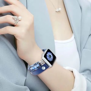 Correa de Reloj Inteligente de Cuero y Aleación de Zinc con Cuentas Elásticas para Relojes de 38/42 mm, Correa Elegante y de Lujo para Mujer - Product Image 4