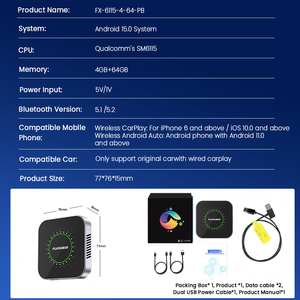 Playaibox Qualcomm 6115กล่องแอนดรอยด์4G + 64GB carplayandroid 15 Tbox พร้อมแอพจำนวนมากกล่องวิดีโอ Ai อะแดปเตอร์ไร้สาย - Product Image 6