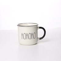 13 oz blanc et noir New Bone China Speckle tasses de cadeau de vacances de Noël pour le café et le lait