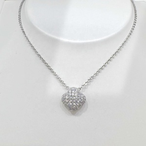 Precio de fábrica, plata 925, collar con dijes de lazo esmaltados, joyería fina, ajustable, para mujer, con diseño de corazón y flor, collar nupcial. - Product Image 3