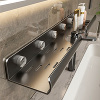 WEKIS Étagère pliable pour robinet de salle de bain, fixation murale à ventouse, sans perçage, support de rangement au-dessus de l'évier, panier organisateur pour shampoing