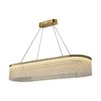 Lustre rectangulaire en acier inoxydable de luxe, doré, avec cristaux K9, pour salle à manger et salon
