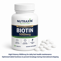 Comprimés de Biotine 5000mcg Prix Usine en Gros pour Adultes Marque Privée Soutien Santé Capillaire Complément Alimentaire Faible MOQ Livraison Rapide