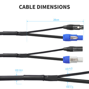 สายเคเบิลคอมบิพาวเวอร์คอนแบบขายส่ง 3 ขา XLR 1ม./1.5ม./2ม./5ม. สายไฮบริดสำหรับเวที ฉนวน PVC ทองแดงตีเกลียว รองรับแรงดันไฟฟ้า 250V สำหรับหัวไฟเคลื่อนที่ - Product Image 3