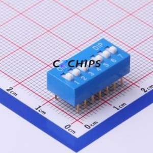 DS-07BP DIP Switch Through hole Component (THT) Switch Flat Toggle, Raised Type Single Pole Single Throw 7 2.54mm - Product Image 1