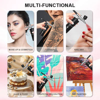 Kit Aérographe Professionnel Sans Fil Rechargeable avec Compresseur d'Air pour Nail Art, Maquillage, Barbier et Décoration de Gâteaux