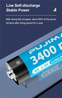 PUJIMAX 3400mWh 8PCS Baterai Lithium Ion AA 4 Slot Pengisi Daya Baterai LCD Pintar untuk Baterai Isi Ulang Li-ion AA/AAA 1.5V