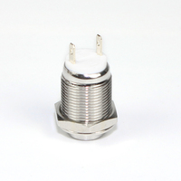 Sakelar Tombol Tekan Logam Tahan Air 12mm M12 IP67 2 Pin 1NO Mini Bulat Sementara Sakelar Daya OEM Pabrik Langsung