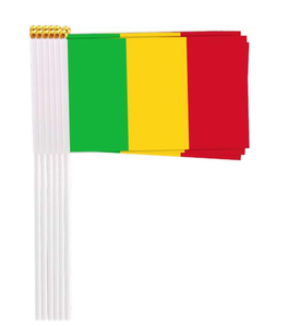 Impresión personalizada <span class=keywords><strong>de</strong></span> país 14*21cm país pequeño <span class=keywords><strong>Mali</strong></span> <span class=keywords><strong>Bandera</strong></span> Nacional ondeando a mano con poste <span class=keywords><strong>de</strong></span> plástico - Product Image 4
