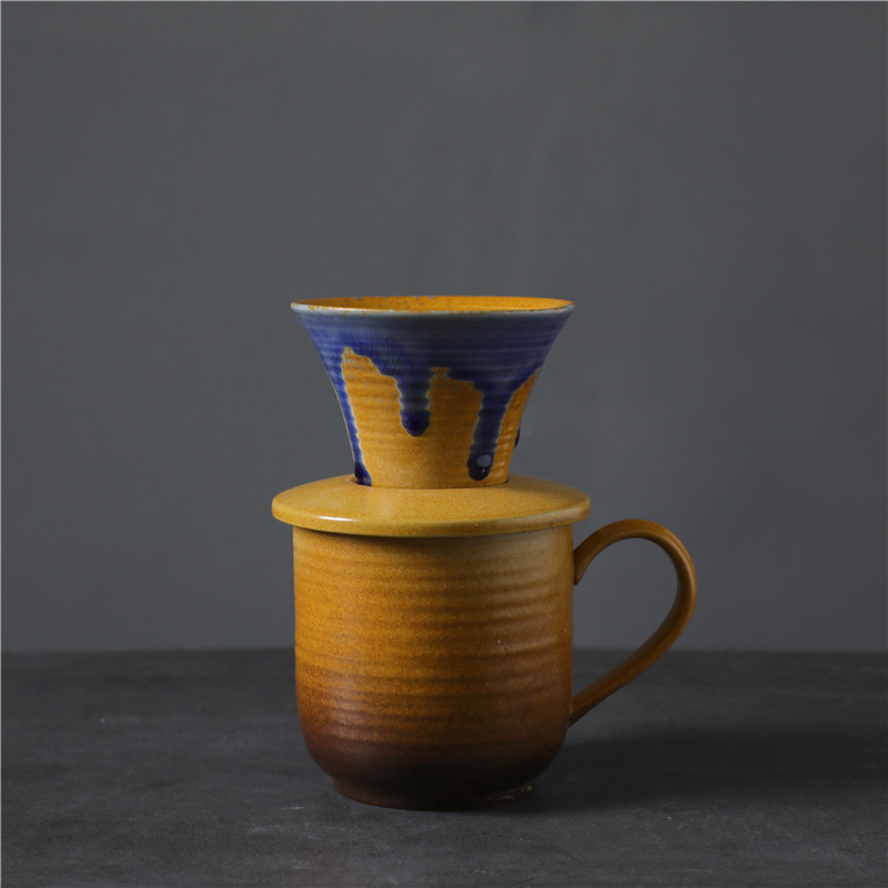Bollitore pour-over in 1-3 pezzi, blu smaltato, 260 ml