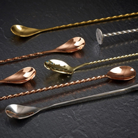 Cuillère à cocktail en acier inoxydable de 26 cm avec manche en forme de goutte d'eau, agitateur à cocktail réutilisable et écologique, fabrication directe d'usine