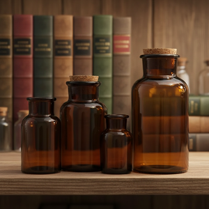 Flacon de réactif de <span class=keywords><strong>pharmacie</strong></span> en verre transparent de haute qualité, réutilisable avec bouchon en bois - Product Image 1