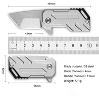 Couteau pliant de poche EDC, lame en acier D2, manche en acier inoxydable, mini couteau pliant portable pour le camping, la survie et les activités de plein air