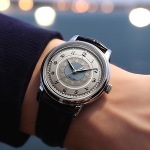 Elegant Men's Stainless Steel Quartz <b>Watch</b> 4omm Round Analog Dial Leather Strap <b>Arabic</b> Numerals Mineral Glass Buckle Clasp - Product Image 4