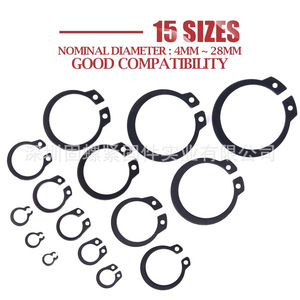 External Circclip Snap Retaining Rings M4 M28 Carbon Steel 300pcs Metric C Shape Shaft Fixing Kit - Product Image 4